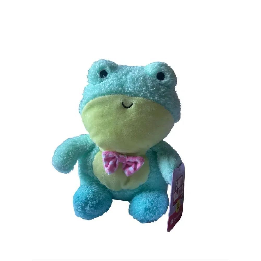 New BumBumz by Russ Blue Green Bow Tie Finnley the Frog Plush Toy 8"